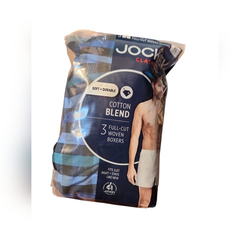 Jockey Classic Men's Cotton Blend Full-Cut Woven Boxers (3-Pack) - XL - NWT
